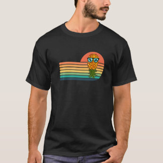 Retro Swinger Upside Down Pineapple Sunset Horizon T-Shirt
