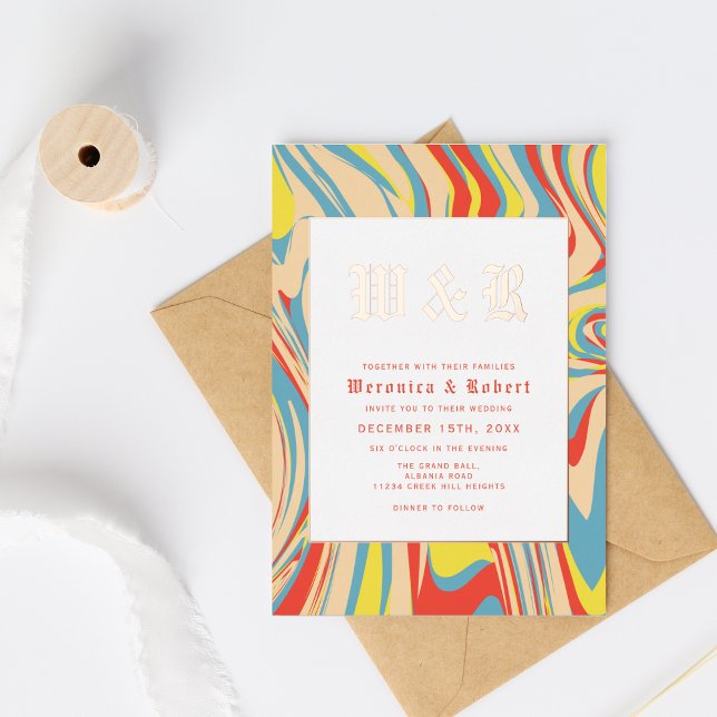 Retro Swirl Abstract Pattern Rose Gold Monogram  (Creator Uploaded)