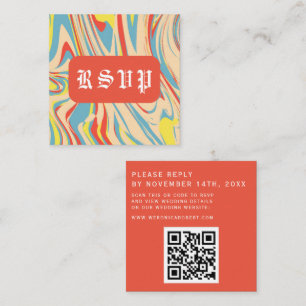 Retro Swirl Abstract QR Code Monogram  Enclosure Card