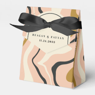 Retro Swirl Arch Pink Black Gold Cream Wedding Favour Box