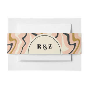 Retro Swirl Arch Pink Black Gold Wedding Invitation Belly Band