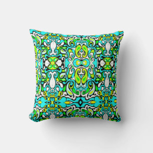 retro swirl doodle 60s 70s vintage style cushion