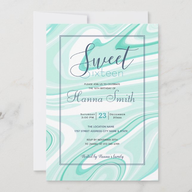 Retro Swirl Liquid Aqua Green Painting Aesthetic (Front)