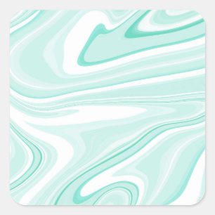 Retro Swirl Liquid Aqua Green Painting Aesthetic Square Sticker