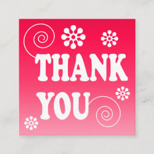 Retro Swirl Order Thank You Pink Square Business Card