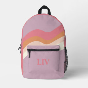 Retro Swirl Pink Purple Printed Backpack