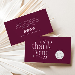 Retro Swirl Thank You For Shopping Small Cranberry Business Card