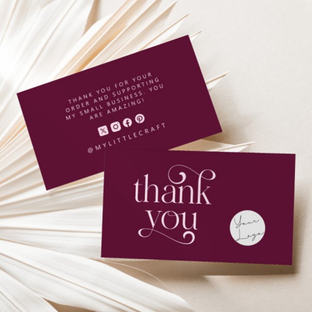 Retro Swirl Thank You For Shopping Small Cranberry Business Card (Creator Uploaded)
