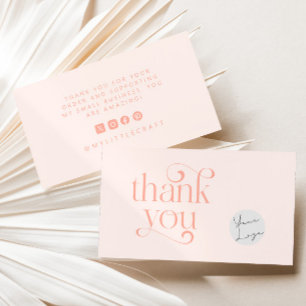 Retro Swirl Thanks For Shopping Small Blush Pink Business Card