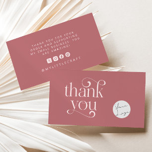 Retro Swirl Thanks For Shopping Small Pink Business Card