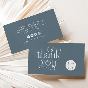 Retro Swirl Thanks For Shopping Small Steel Blue Business Card