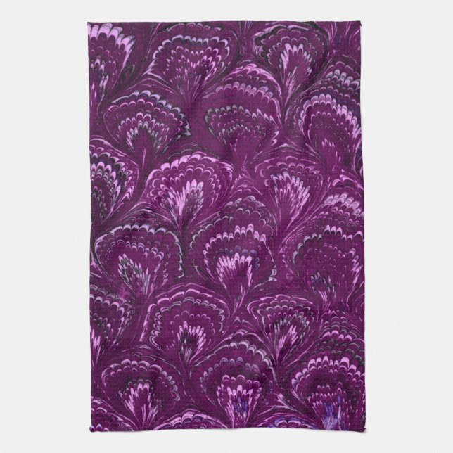 Retro Swirls Amethyst Purple Kitchen Towels (Vertical)