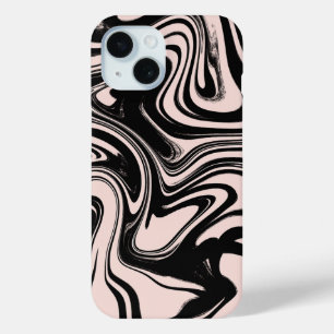 Retro Swirls Black & Beige iPhone 15 Case