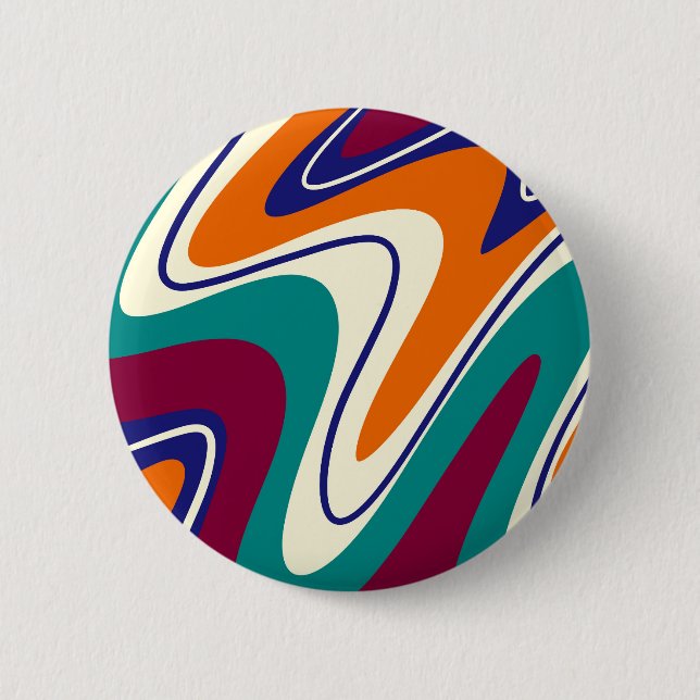 Retro Swirls - Classic 70s Style 6 Cm Round Badge (Front)