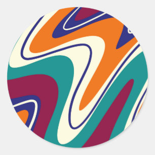 Retro Swirls - Classic 70s Style Classic Round Sticker