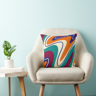 Retro Swirls - Classic 70s Style Cushion