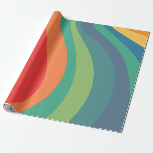 Retro swirls colourful 60s wrapping paper
