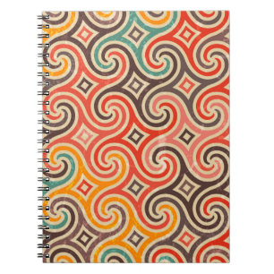 Retro swirls illustration pattern notebook