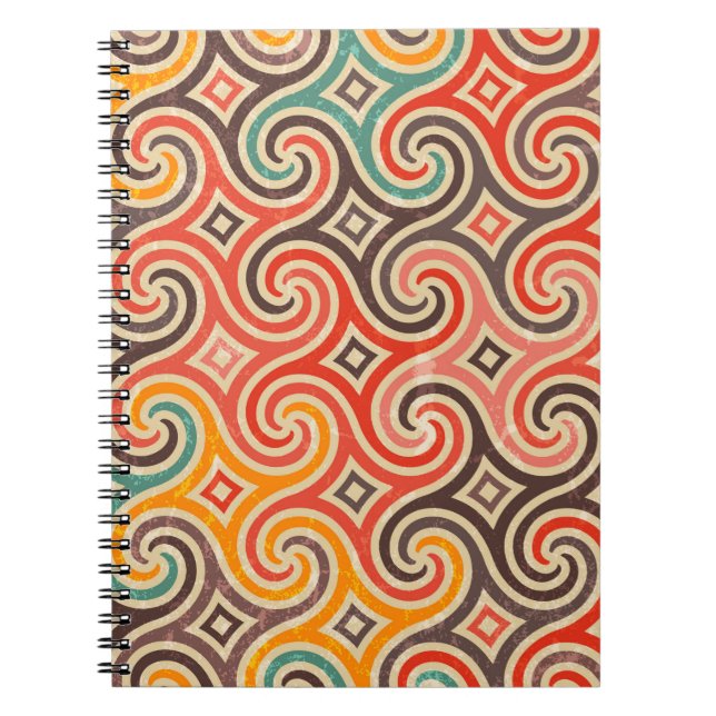 Retro swirls illustration pattern notebook (Front)