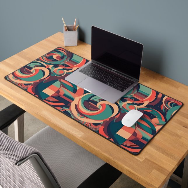 Retro Swirls in Harmonic Fusion Desk Mat (Office 2)