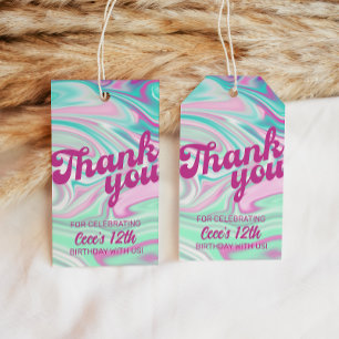 Retro Swirls Pinks & Greens Thank You Favour Gift Tags