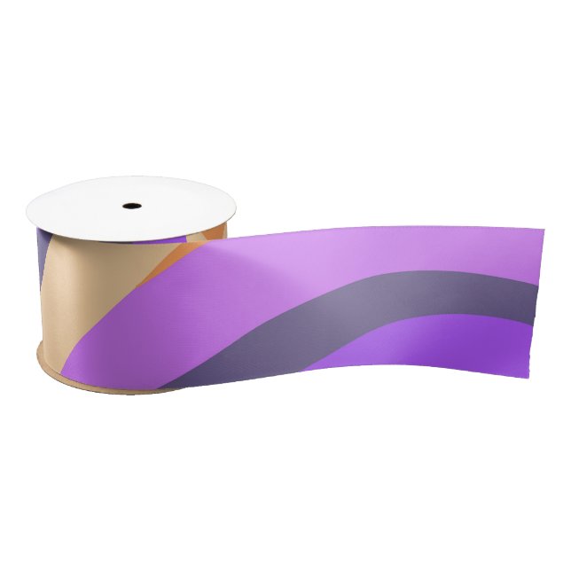 Retro swirls - purple & orange satin ribbon (Spool)
