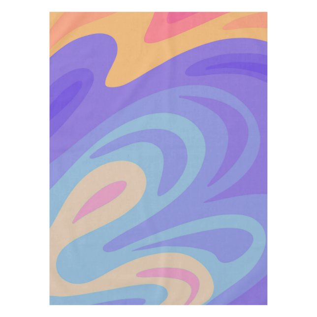 Retro swirls - purple & orange tablecloth (Front)