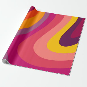 Retro swirls - sunset wrapping paper