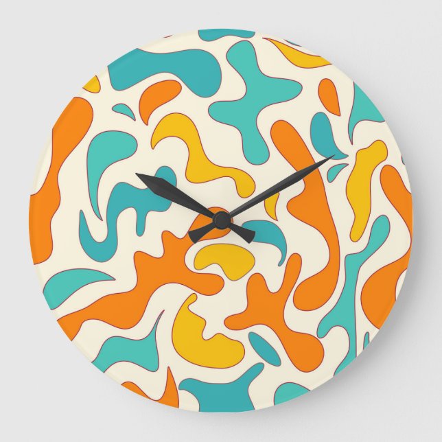 Retro Swirls: Vintage Floral Pattern Large Clock (Front)