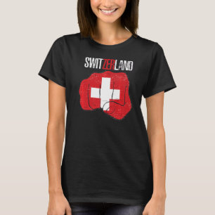Retro Swiss Flag Switzerland National Suisse Schw T-Shirt