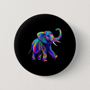 Retro Synthwave 80s 90s Elephant Trunk Up Chakra Y 6 Cm Round Badge