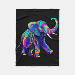 Retro Synthwave 80s 90s Elephant Trunk Up Chakra Y Fleece Blanket