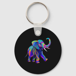 Retro Synthwave 80s 90s Elephant Trunk Up Chakra Y Key Ring