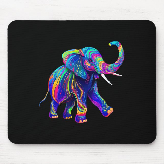 Retro Synthwave 80s 90s Elephant Trunk Up Chakra Y Mouse Mat (Front)