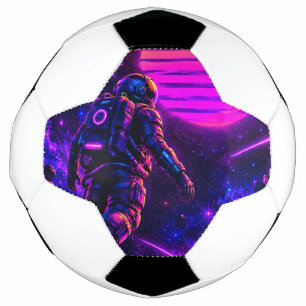Retro Synthwave Astronaut Cyberpunk Space Soccer B Football