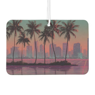 Retro Synthwave Cityscape Sunset Car Air Freshener