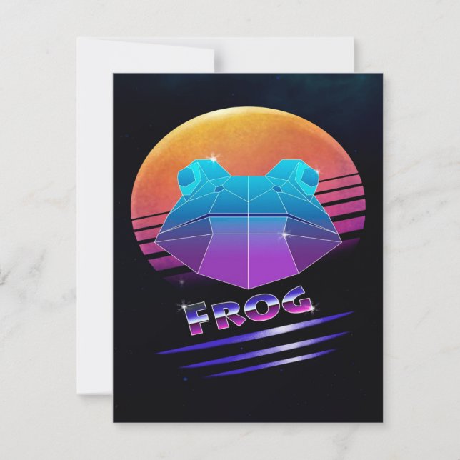 Retro Synthwave Frog Green Frog Wild Animals Lover Invitation (Front)