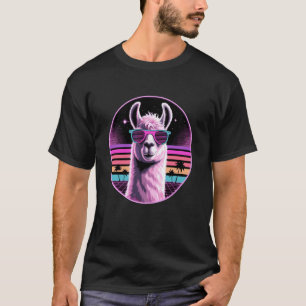 Retro Synthwave Llama Sunglasses Llamas T-Shirt