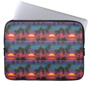 Retro Synthwave Palm Tree Sunset Pattern Laptop Sleeve