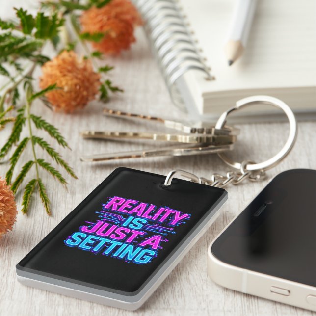 Retro Synthwave Simulation Theory Gamer  Key Ring (Front Right)