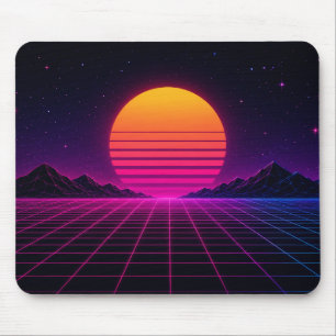 Retro Synthwave Sunset Mouse Mat