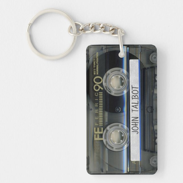 Retro T1 Audiotape Mixtape Cassette personalised K Key Ring (Front)