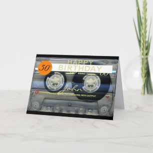 Retro T2 Audiotape 50th birthday recto-verso Name Card