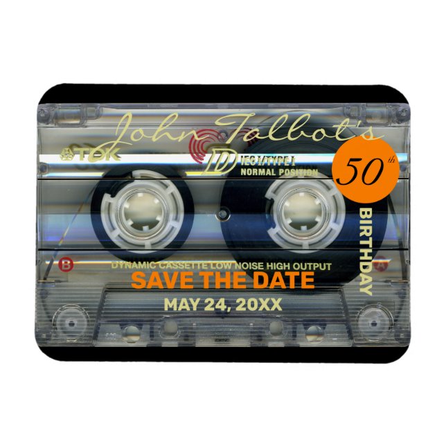 Retro T2 Audiotape 50th birthday SAVE THE DATE FPM Magnet (Horizontal)