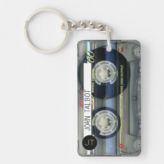 Retro T2 Audiotape Mixtape Cassette personalised K Key Ring (Front)
