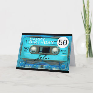 Retro T4 Audiotape 50th birthday recto-verso Name  Card