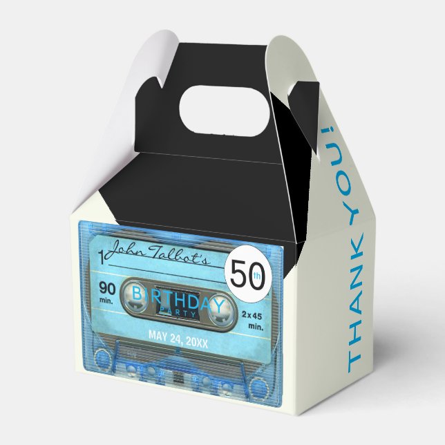 Retro T4 Audiotape 50th Birthday Thank You GFB Favour Box (Front Side)