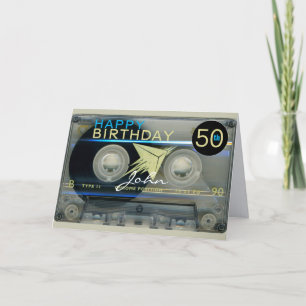 Retro T5 Audiotape 50th birthday recto-verso Name Card