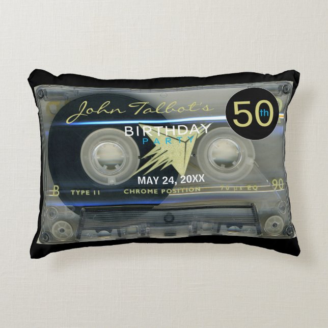 Retro T5 Audiotape Cassette 50th Birthday A Pillow (Front)