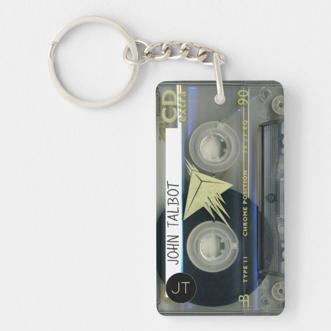 Retro T5 Audiotape Mixtape Cassette personalised K Key Ring (Front)